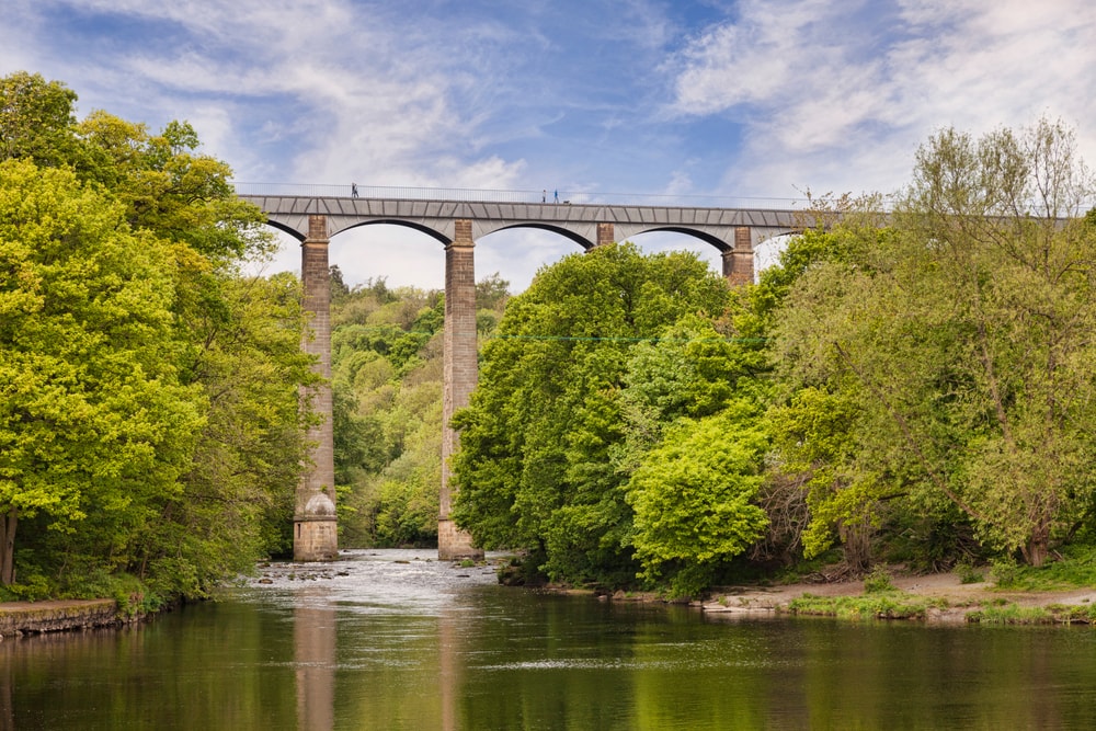 Pontcysyllte Aqueduct shot in the middle of a river