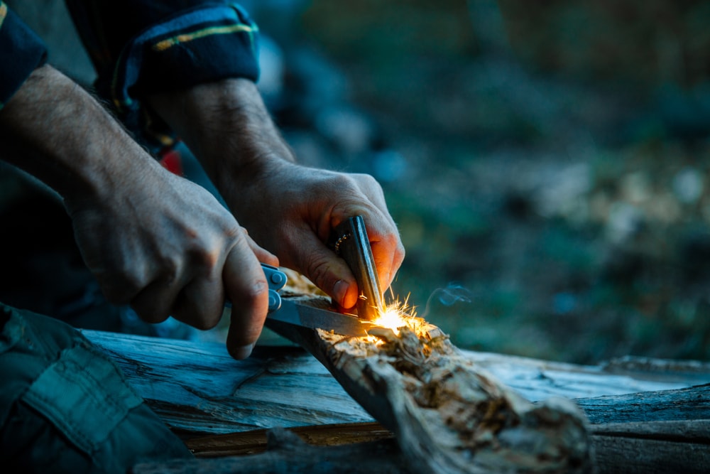 Fire starting using strike flint