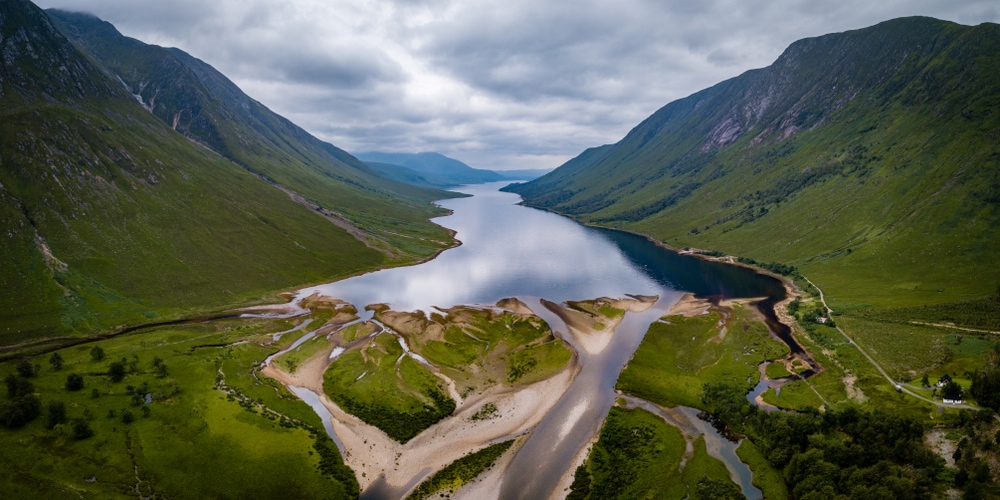 Aerial view of a loch