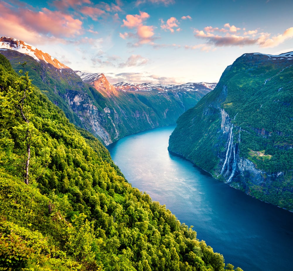 Fjord shot on the edge of a mountain