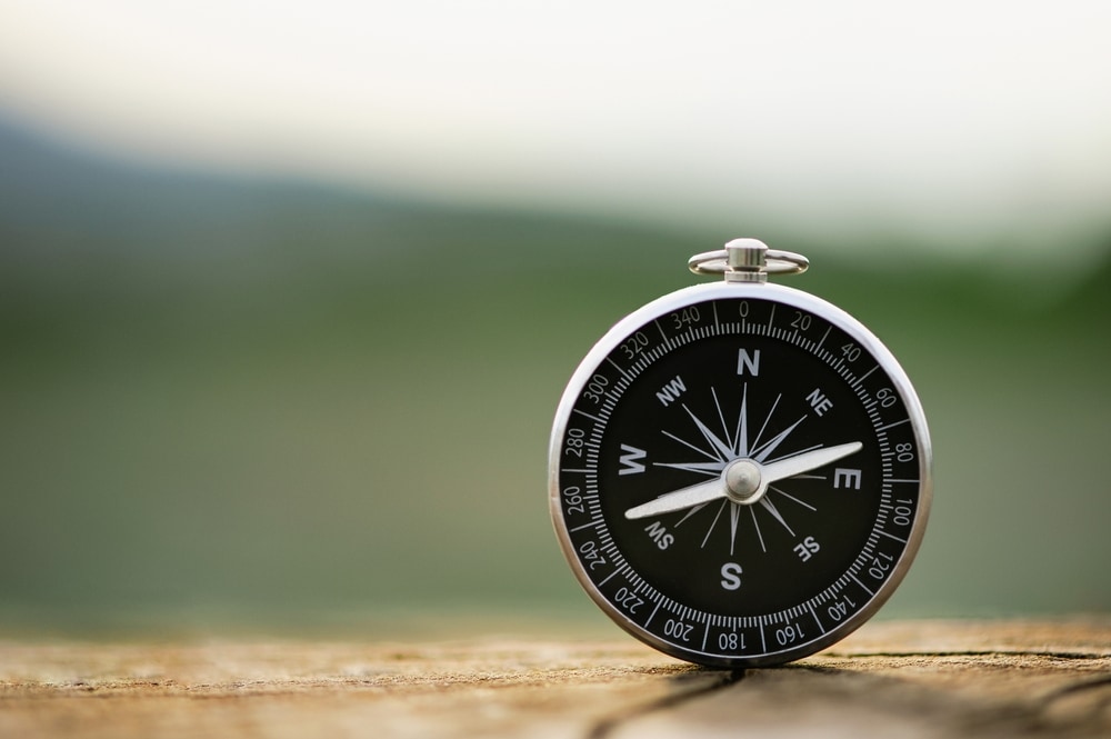 classic compass on a wood
