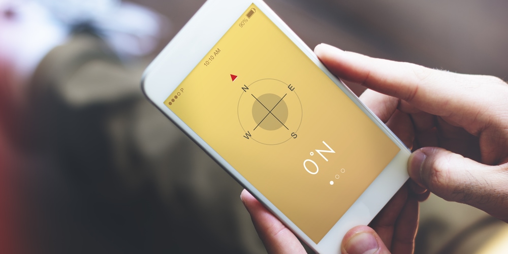 a compass showing on the screen of a smart phone