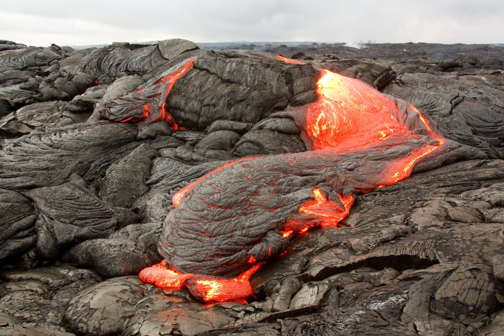 a basaltic lava flow in Hawaii