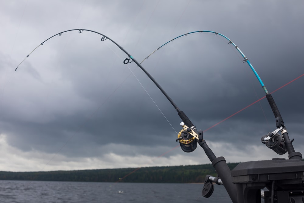 View of fishing rod used for trolling fishing