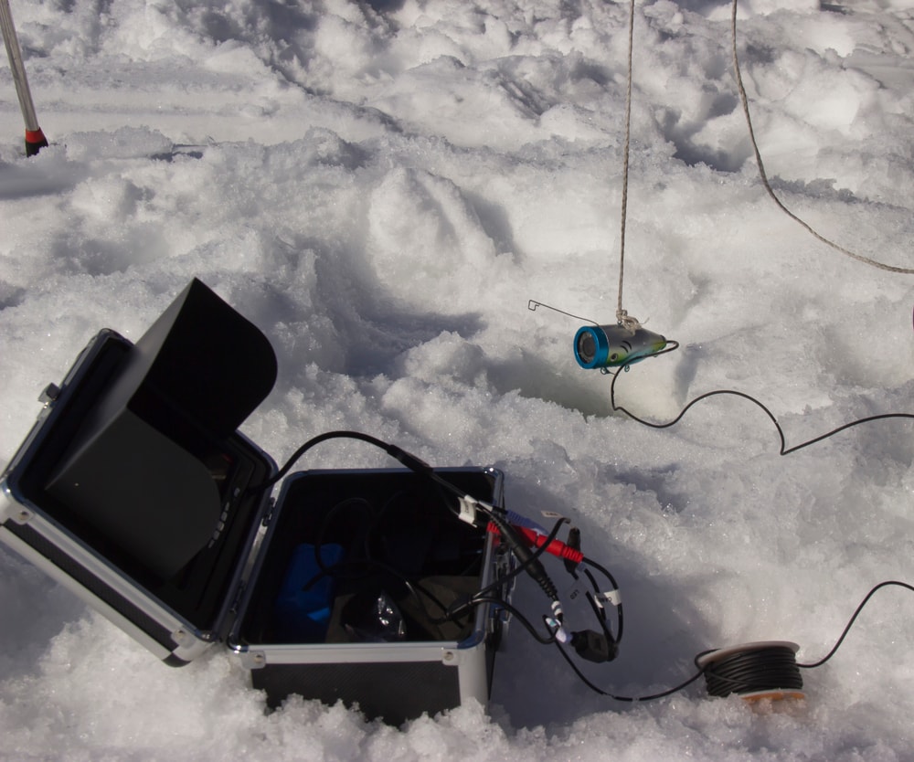 Deep dropping fishing on ice