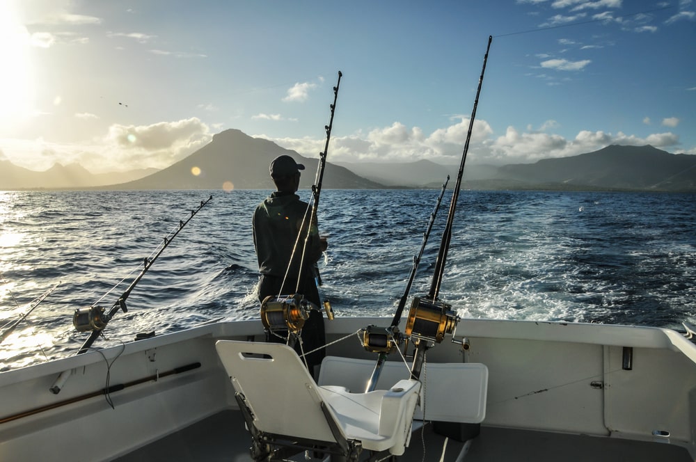 Man fishing on his yacht