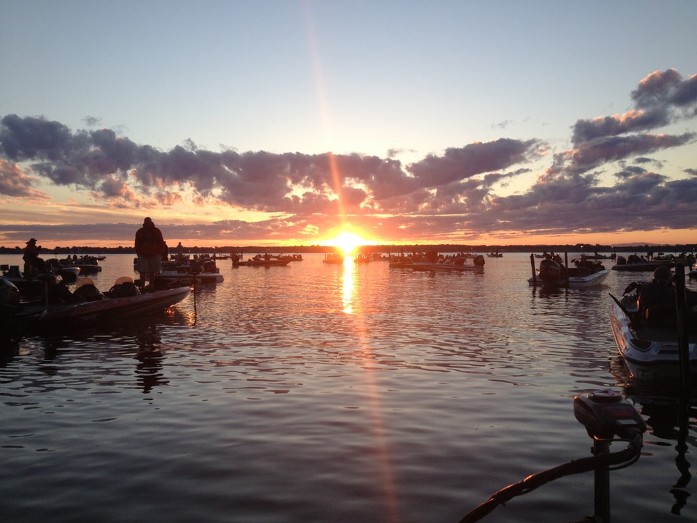 Sports fishing during sunset