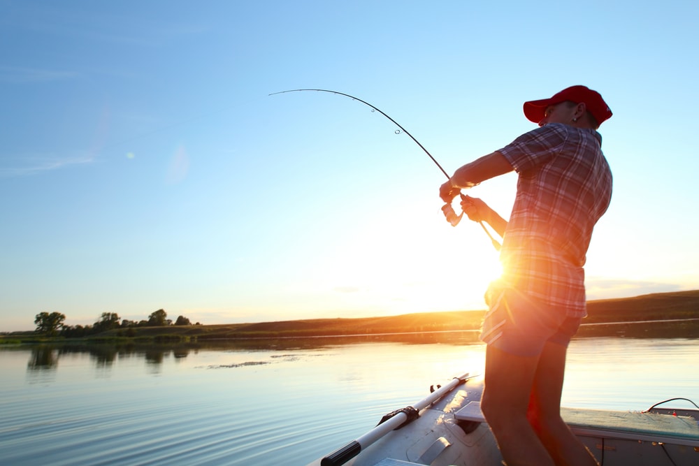 Man fishing on a lake