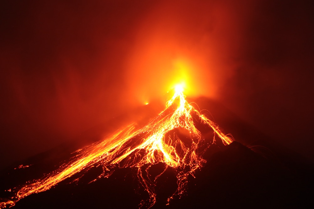 lava flowing from Karangetang Volcano at Siau Island