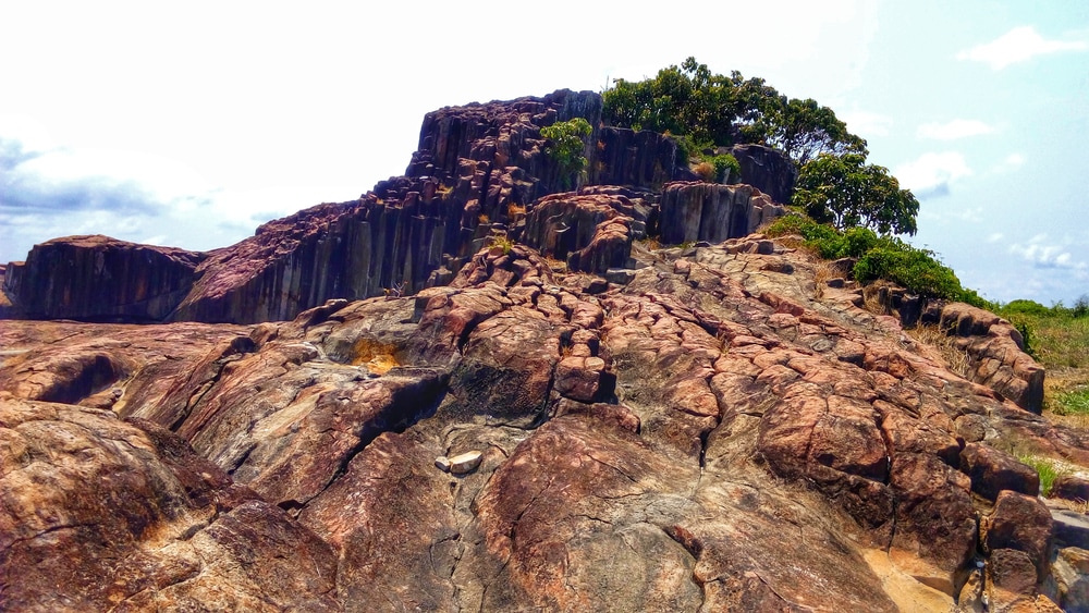 Columnar rhyolite Lava St.Marys Island Malpe, one of the four geological monuments in Karnataka state,