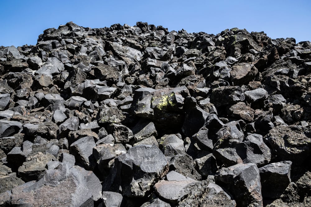 Landscape view up close of the block lava in Lassen Volcanic National Park.