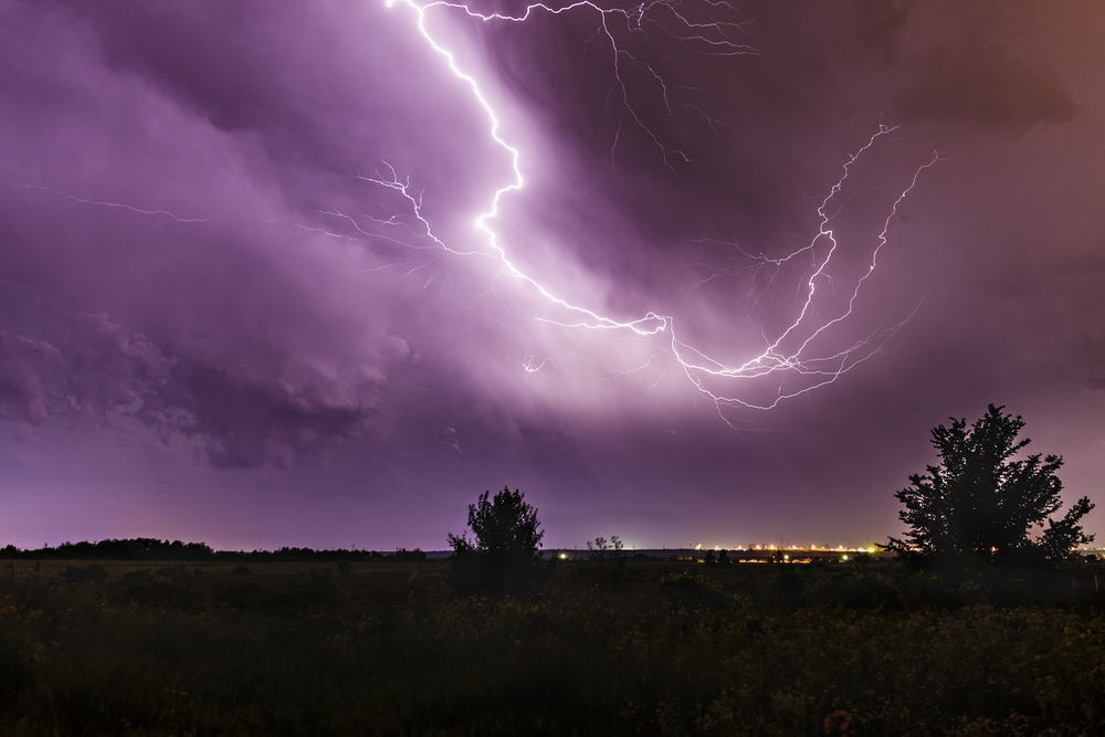 a lightning strike at night