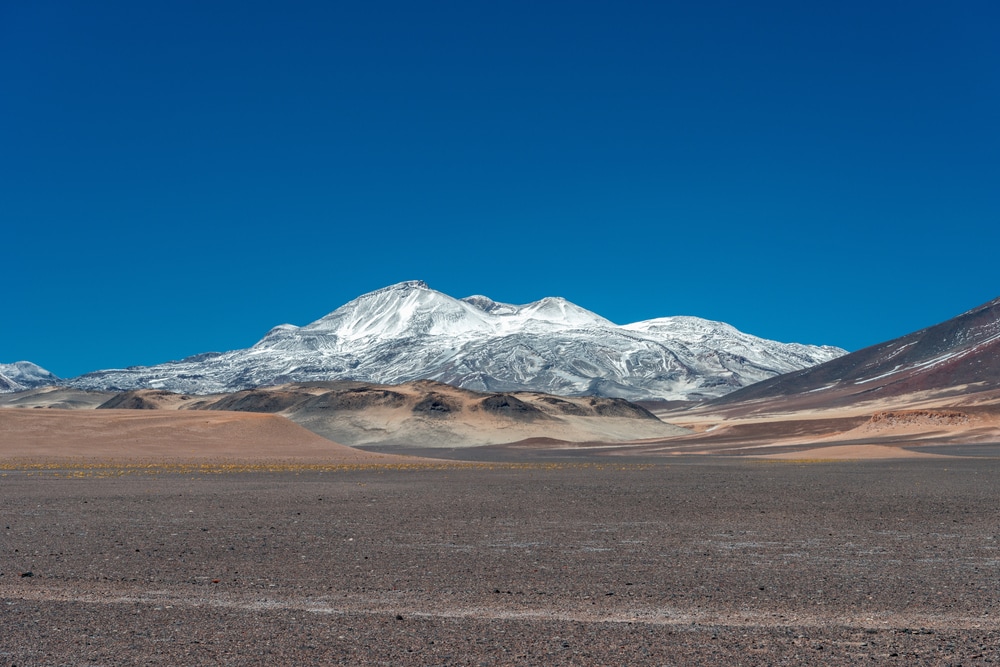 Nevados Ojos del Salado volcano filled with ice