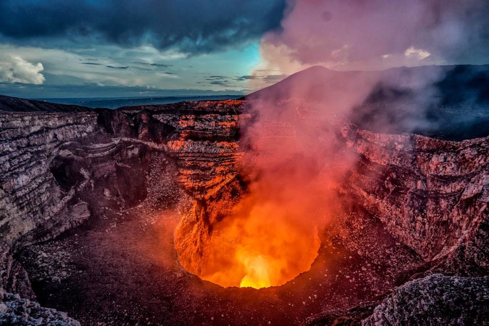 Crater of a volcano waiting to erupt