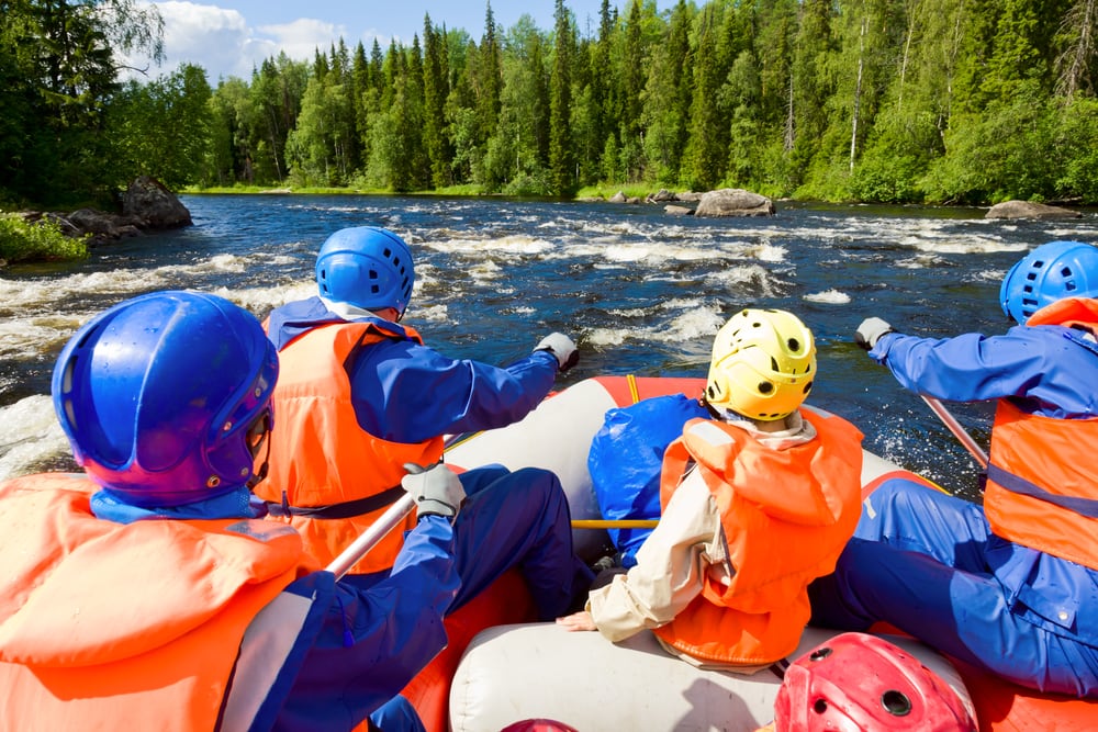 group of rafters in a river