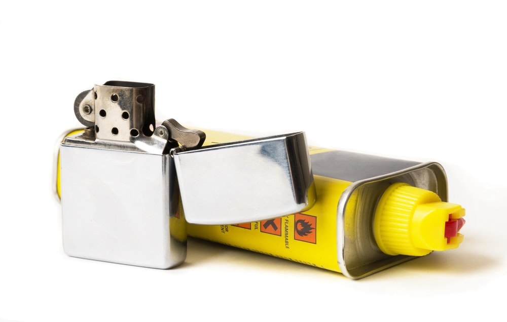 Butane lighter on white background