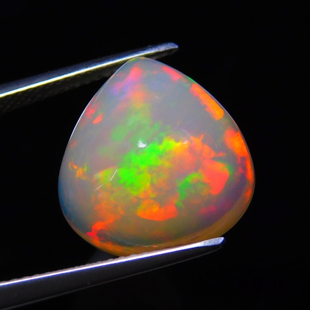 Ethiopian Fire Opal on black background