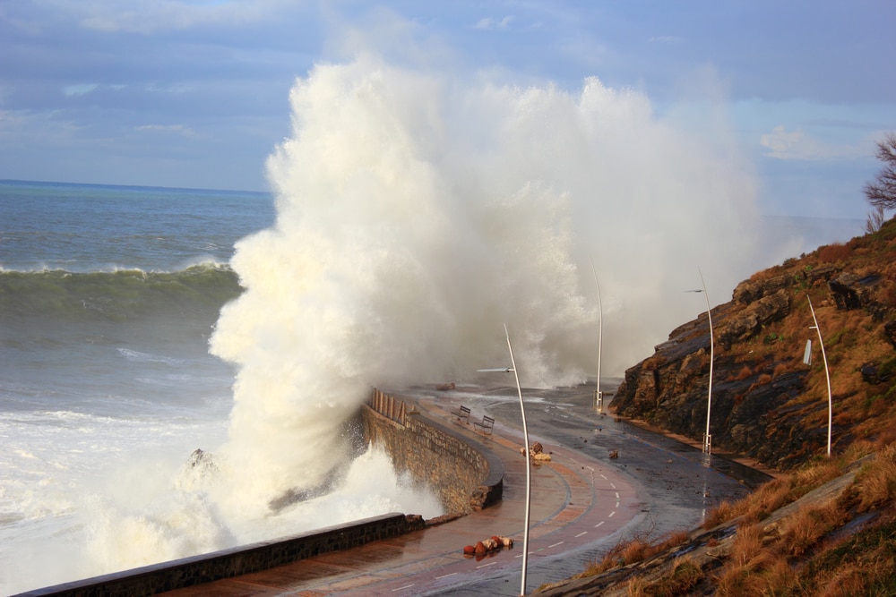 Tsunami clashing on a road