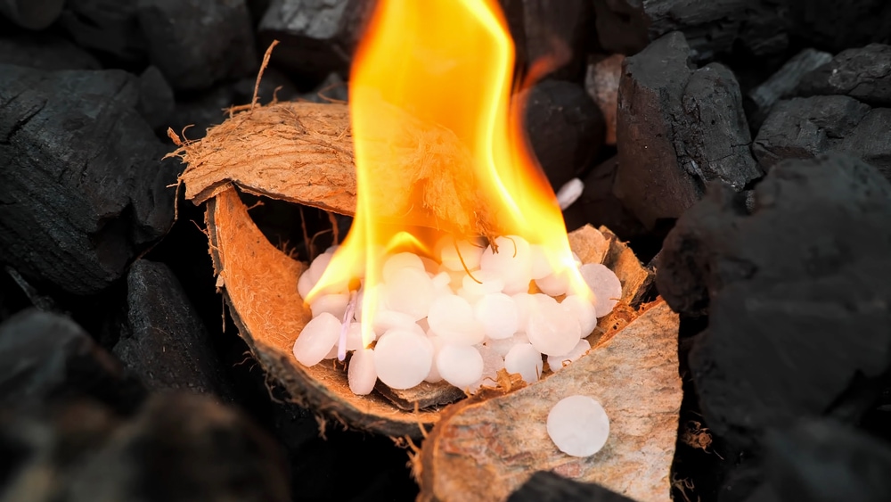 hexamine fuel tablet used as a fire starter