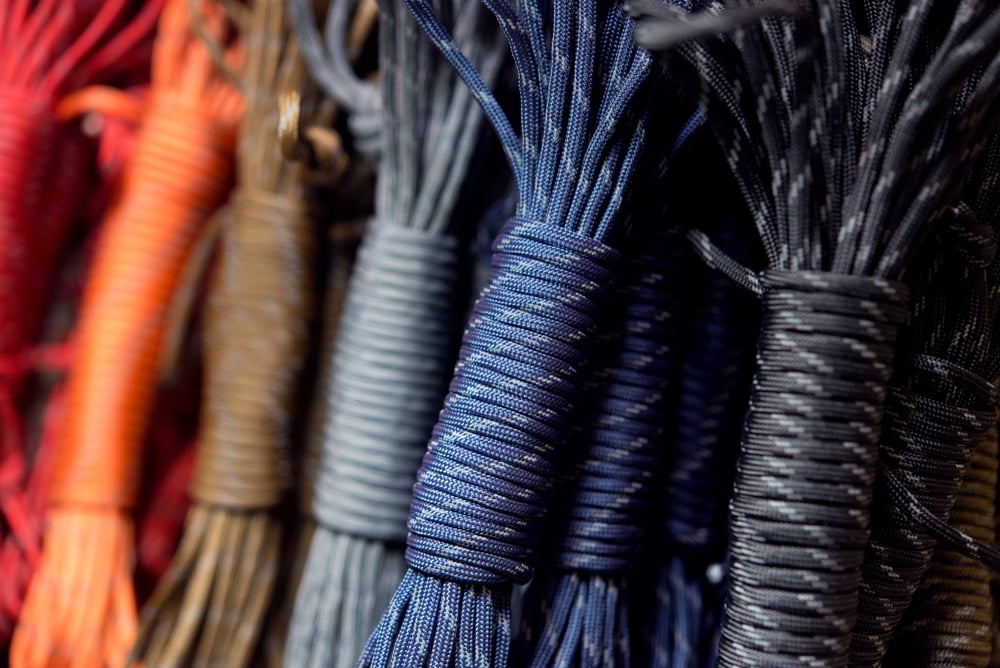 different colors of coiled paracord