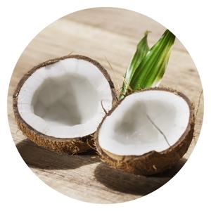 An opened coconut on the table
