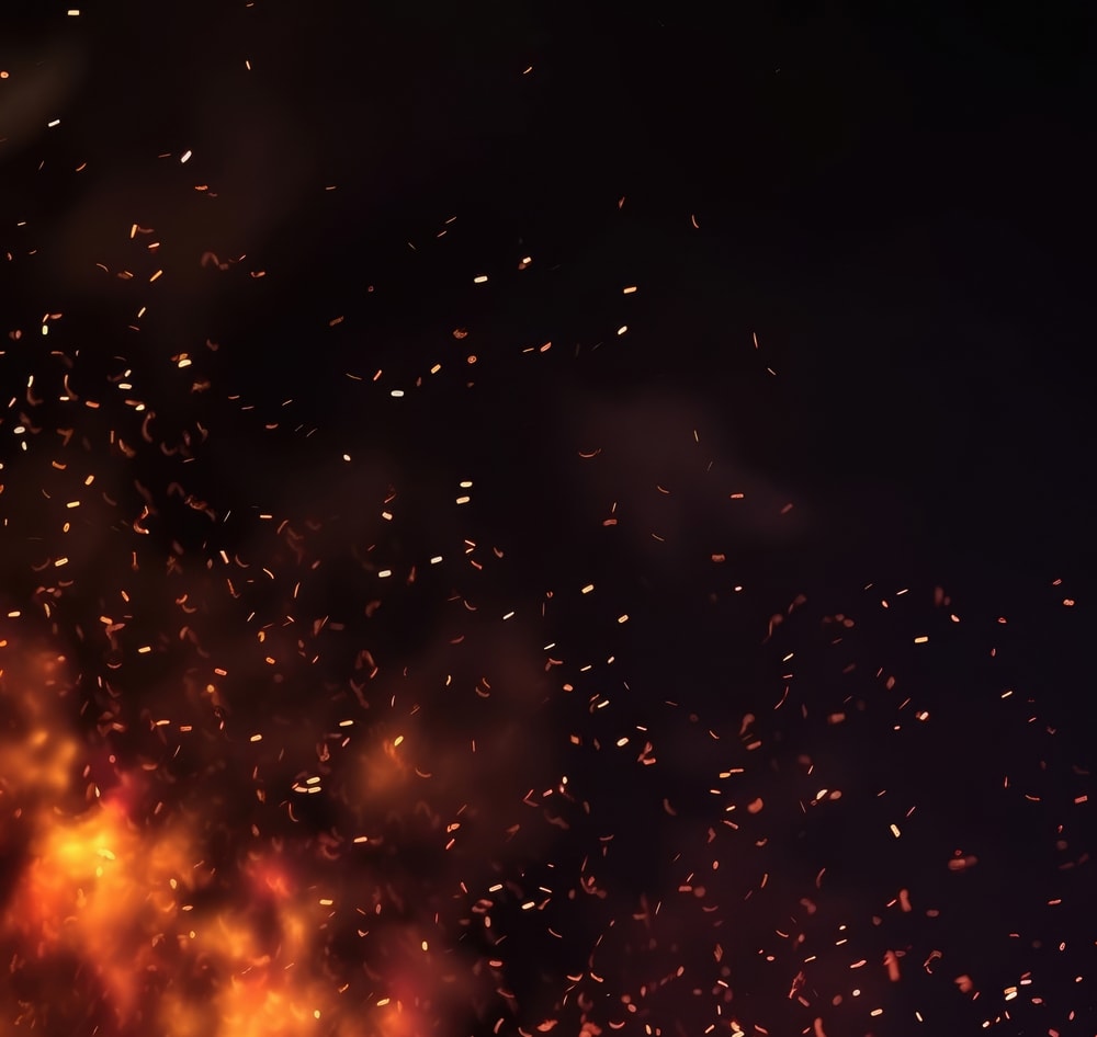 Fire sparked in the black background