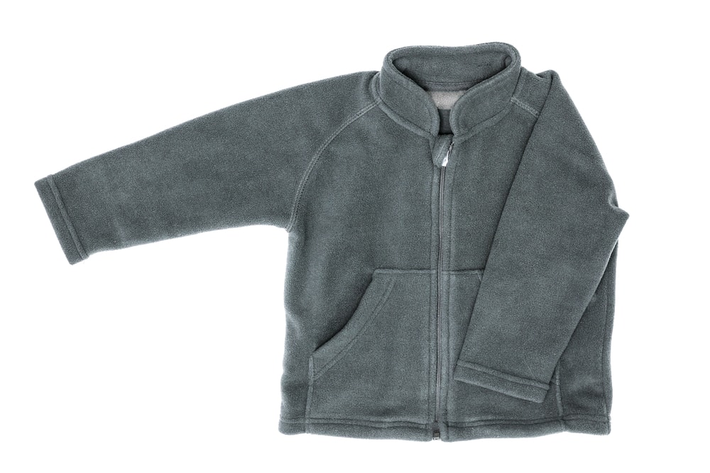 gray fleece jacket zippered jacket isolated on a white background